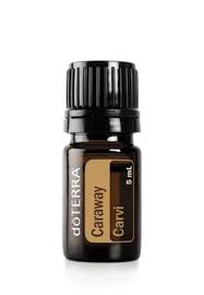 Huile de Carvi doTERRA 5 ml, petit flacon ambré avec étiquette brune et bouchon noir.