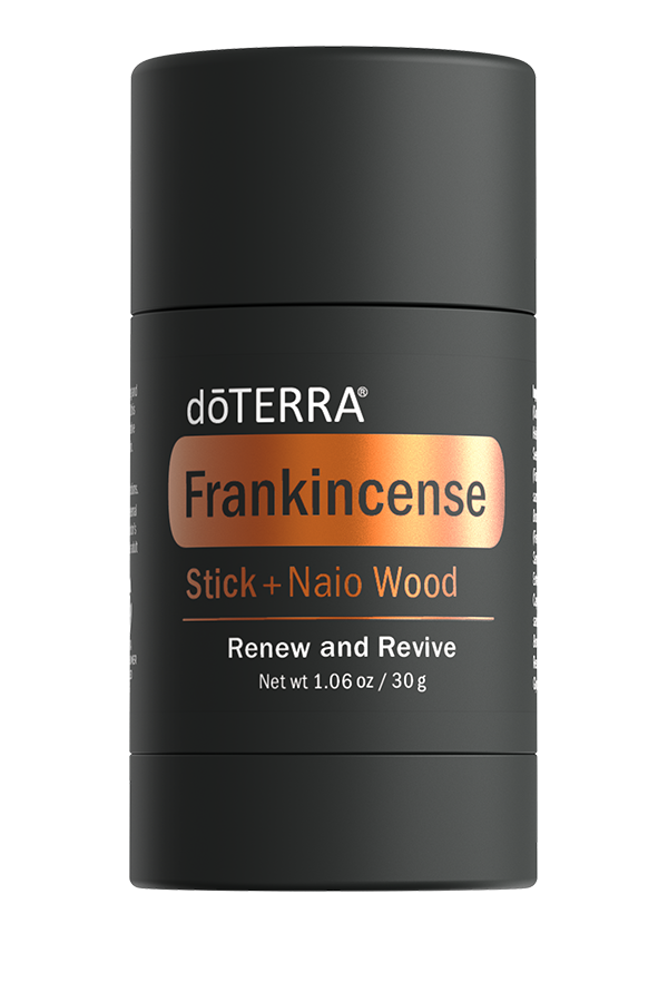 Bâton d’encens + Bois de Niao de doTERRA 30 g, format solide noir avec étiquette cuivrée.