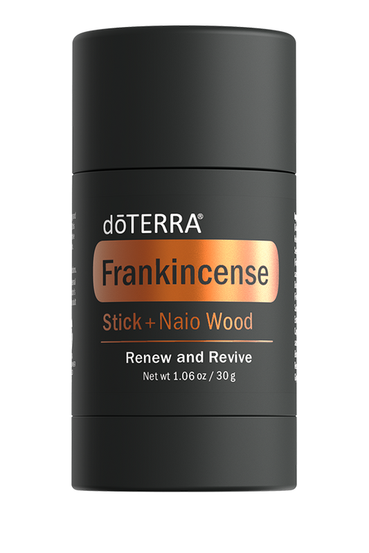 Bâton d’encens + Bois de Niao de doTERRA 30 g, format solide noir avec étiquette cuivrée.