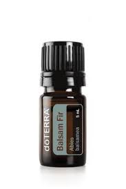 Huile de Sapin baumier doTERRA 5 ml, petit flacon ambré avec étiquette brune et bouchon noir.