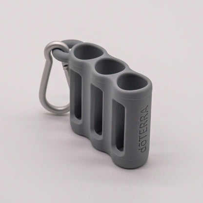 Porte-rouleaux à bille triple gris doTERRA avec mousqueton.
